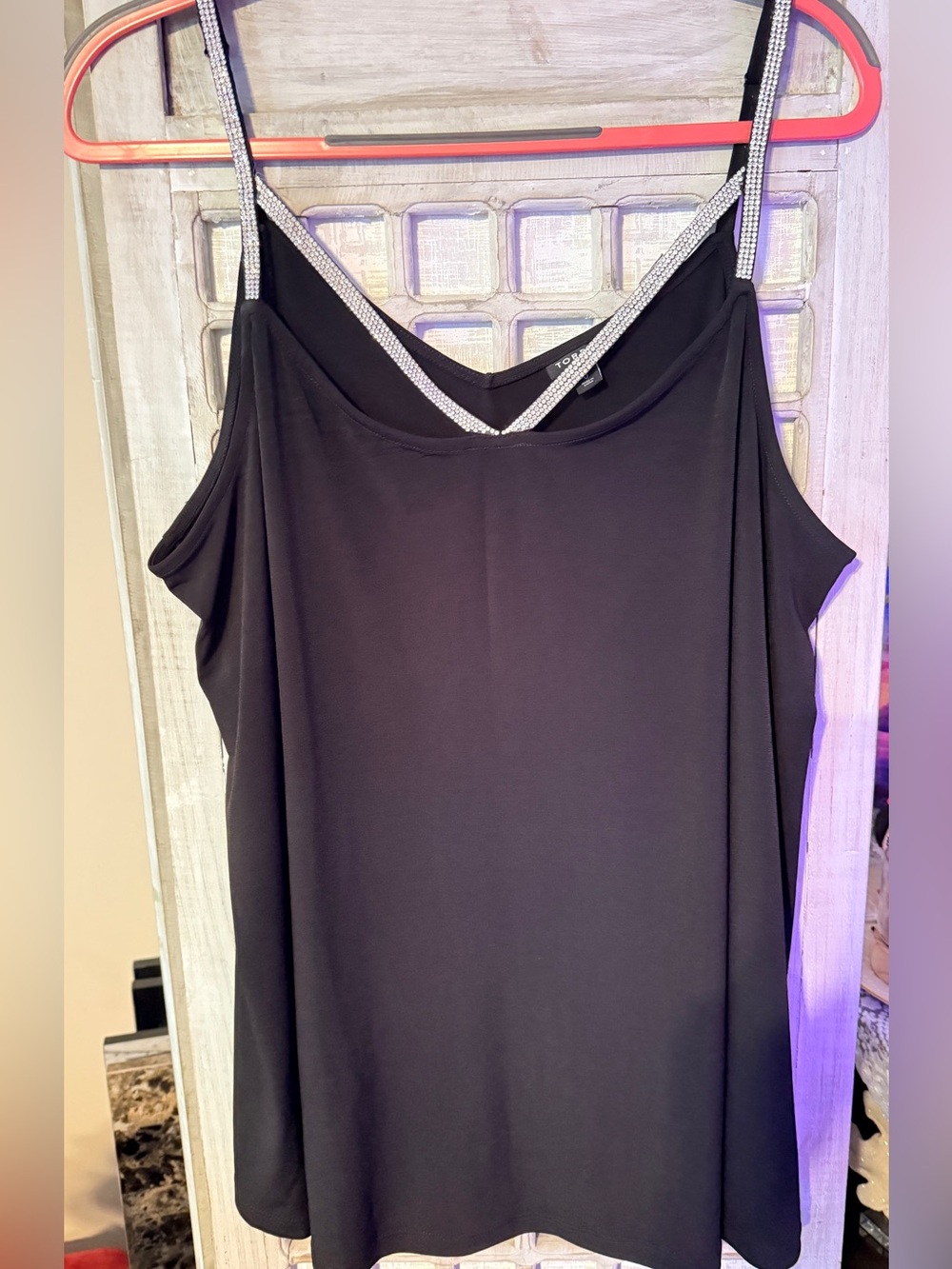 ✨ NWOT TORRID SIZE 0 L LARGE BLACK RHINESTONE CAMI PLUS SIZE BEAUTIFUL ✨